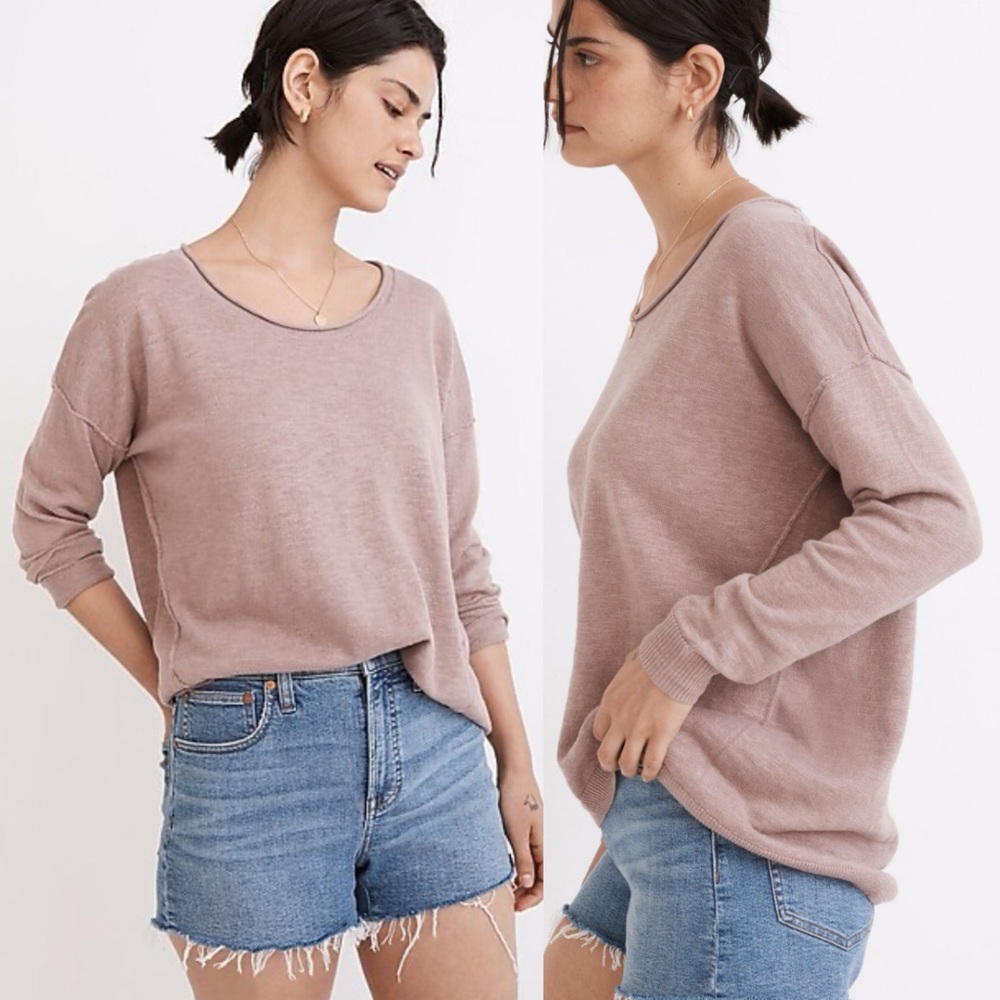 Madewell cotton/linen mauve purple sweater Sz large